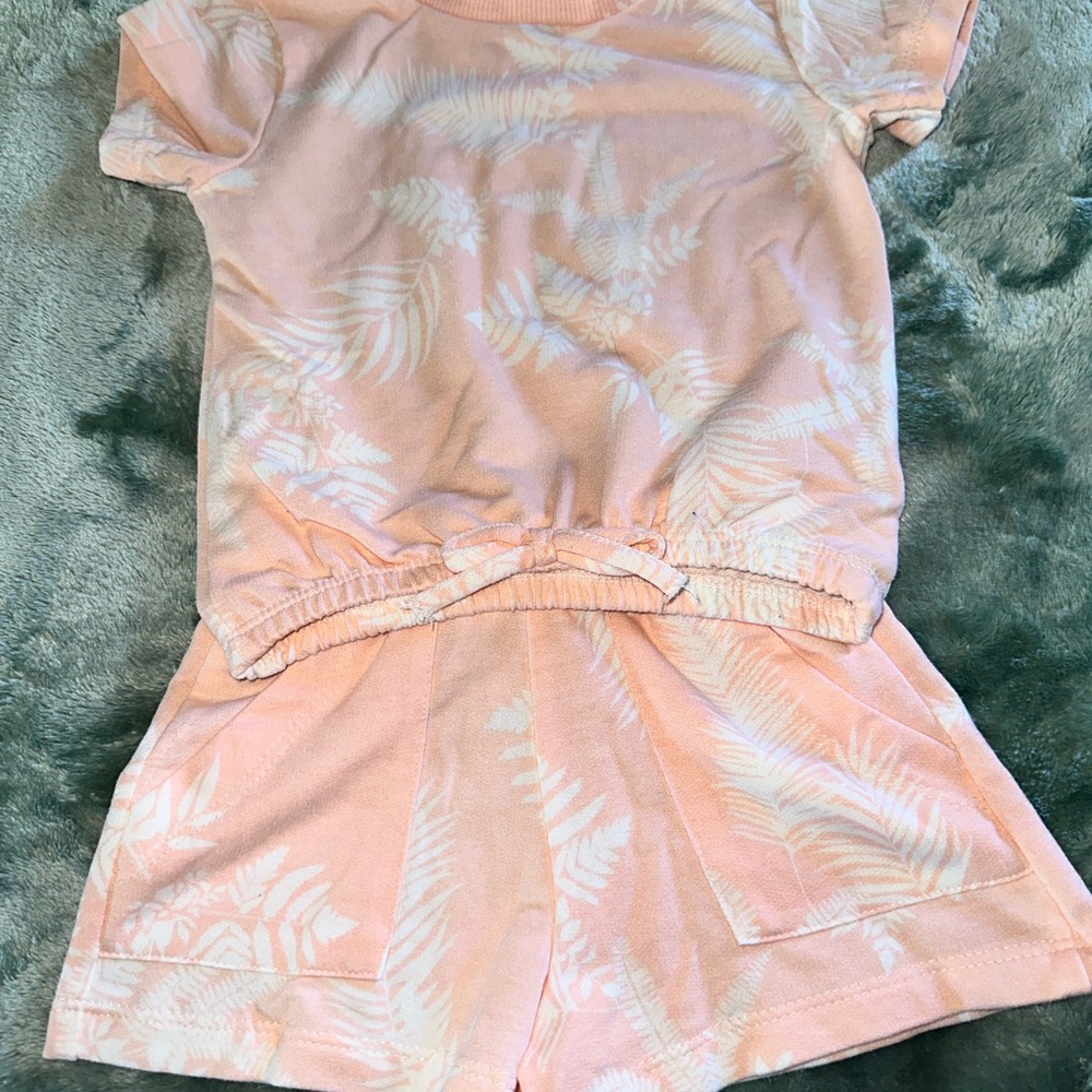 Jessica Simpson Pink and White Tropical Print Shorts